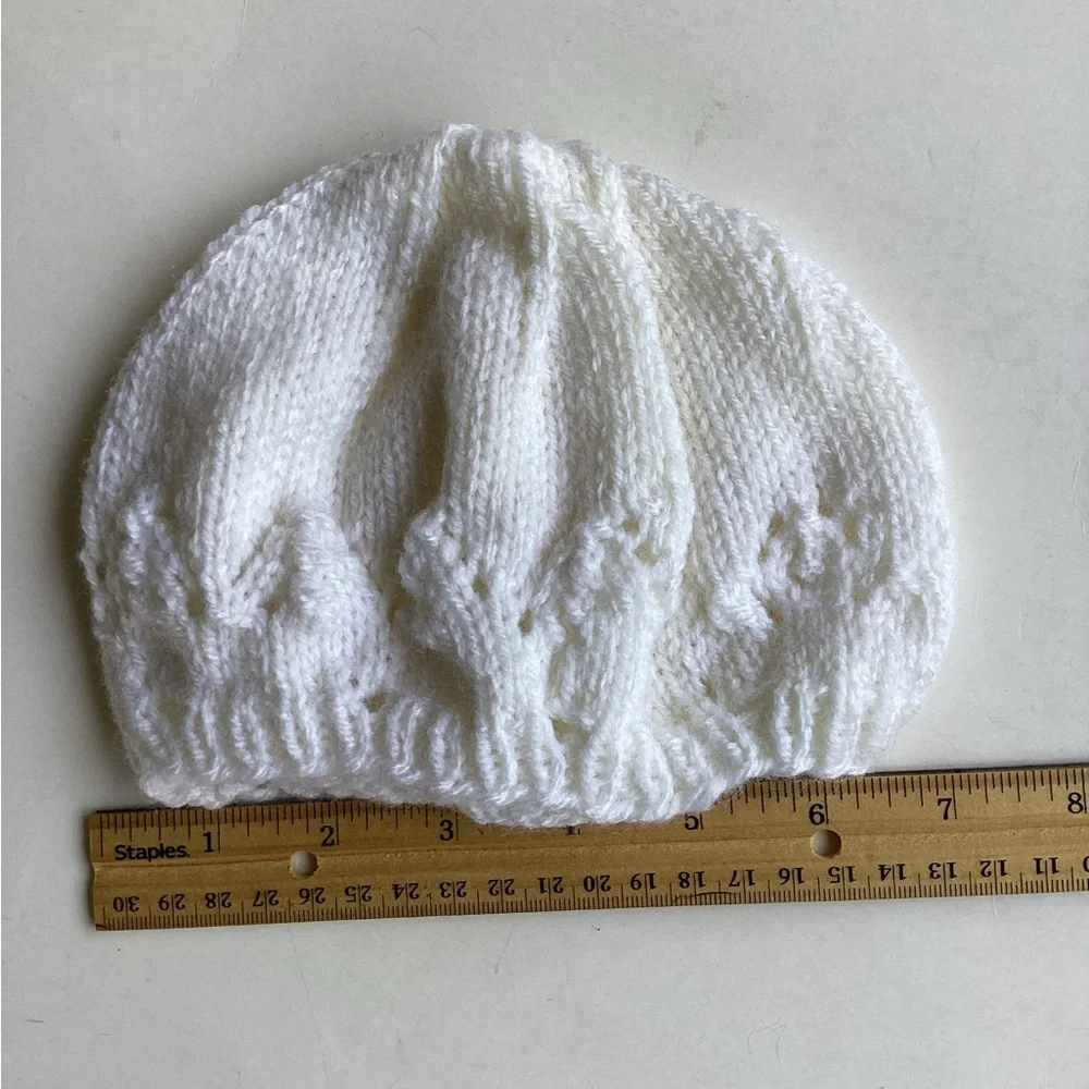 Carseat Baby Blanket Hand Crafted White Knitted Unisex